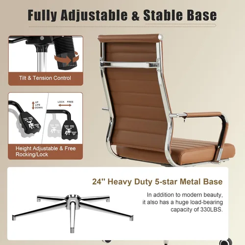 Miniatura 7 de Silla de escritorio de oficina Okeysen, sillas de cuero modernas y ergonómicas para sala de conferencias, silla giratoria ajustable en altura