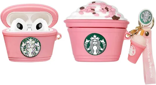 Miniatura 5 de 3D Linda y divertida taza de helado Kawaii a la moda para AirPods 3ª generación estuche [2021] estuche de carga rosa (fresa roja)