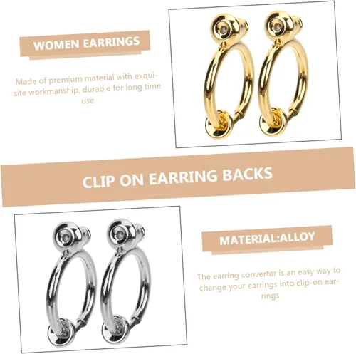 Miniatura 9 de EXCEART 32 piezas convertidor de aretes brillantes accesorios de joyería de plata para convertir aretes a clip en la parte trasera de aretes