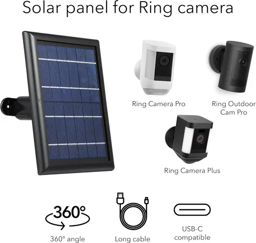 Miniatura 8 de Wasserstein - Panel solar compatible con batería de cámara Ring Spotlight y con batería totalmente nueva de cámara Ring Stick Up. Alimenta tu cámara