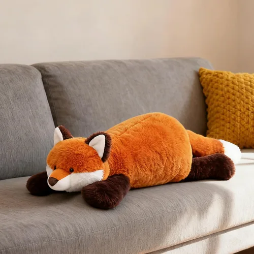 Miniatura 4 de ARELUX Animales de peluche de zorro rojo suave de 18 pulgadas: almohada de cuerpo de zorro de peluche linda y acogedora, juguetes de animales