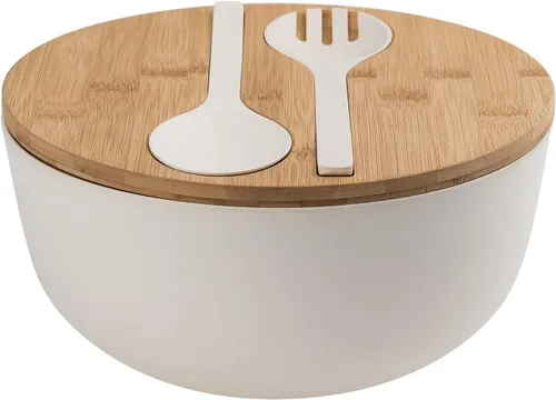 Miniatura 12 de LOVYANXUE Ensaladera con Tapa, Ensaladera de Fibra de Bambú Extra Grande de 30 cm con Juego de Servidores para Cocina, Ensaladera y Cuenco de Mezcla