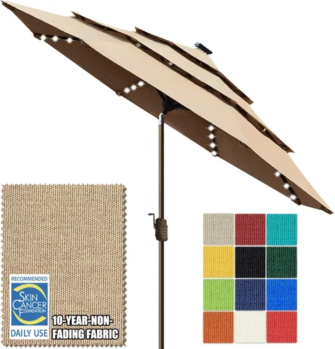 Miniatura 74 de EliteShade - Sombrilla solar de 9 pies / 2.74 metros, con 80 luces LED para patio, mesa al aire libre, con ventilación y cubierta que no se decolora