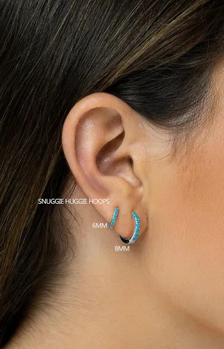 Miniatura 9 de Dainty Tiny Cutie - Aros de doble cara turquesa de 0.236 in hechos a mano, hipoalergénicos en Estados Unidos