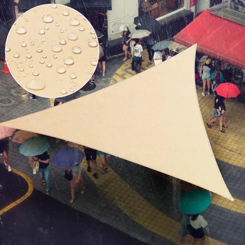 Amgo Toldo Vela Triangular Beige de 4' x 4' x 4' Tamaño Personalizado Impermeable Protector Solar Pedido para Hacer UPF50+ AMTADT16 Toldo Parasol,