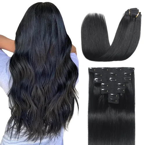 Miniatura 9 de Sisily - Extensiones de cabello con clip de cabello humano real, 30 cm 70 g, balayage de marrón chocolate a rubio, 100% cabello humano Remy
