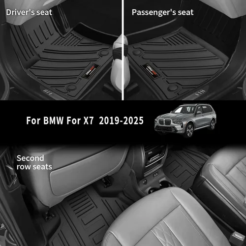 Miniatura 2 de Alfombrillas personalizadas para BMW X7 2019-2025 2026 de 6 asientos, 3 filas de forro de maletero de carga y tercer respaldo, alfombrillas