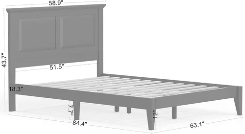 Miniatura 2 de Glenwillow Home Cama de plataforma de madera maciza estilo cabaña en tamaño matrimonial - Cereza clásica