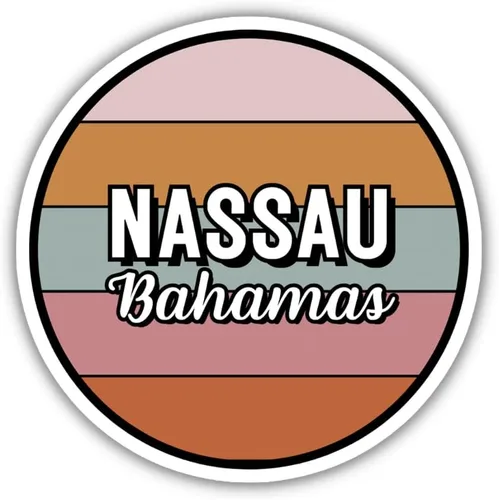Nassau - Adhesivo de viaje Bahamas, 2.5 pulgadas, varios colores, planificador de botellas de agua para laptop, diario coleccionable Places I've