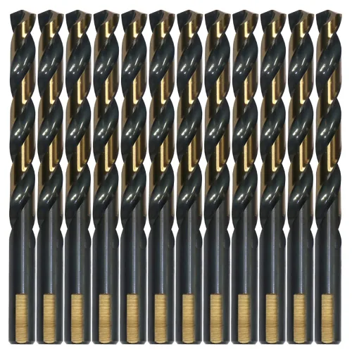 Miniatura 8 de Juego de 6 brocas helicoidales HSS de 3/8 pulgadas de oro negro, punta dividida de 135 grados, broca de metal Jobber, uso general para uso en acero