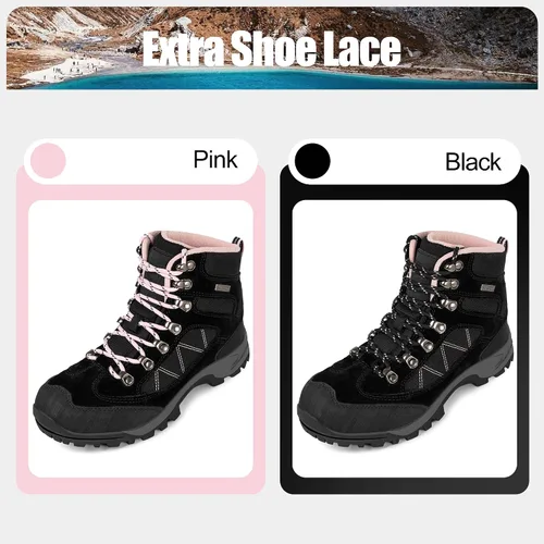 Miniatura 8 de R CORD Botas de senderismo para mujer, botas de senderismo impermeables, ligeras, transpirables, antideslizantes, duraderas, botas de senderismo