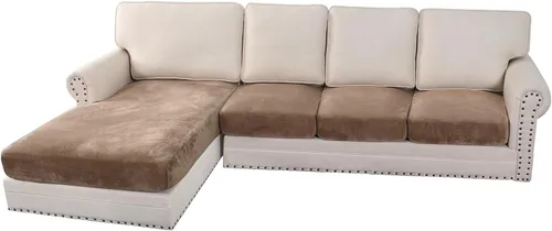 Miniatura 68 de H.VERSAILTEX - Funda de terciopelo elástica y afelpada para protección de cojines de sofá biplaza, silla o sofá, 2 piezas, tamaño grande, color gris