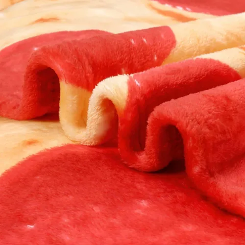Miniatura 7 de Bnuitland Manta de pizza divertida de 71 pulgadas, 300 GSM Manta gigante de doble cara, novedosa y realista de comida con bolsa para adultos y Rojo