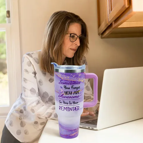 Miniatura 4 de Vaso de 40 onzas con asa y tapa con pajita a prueba de fugas Regalos inspiradores de cumpleaños del Día de la Madre para mujeres, hombres
