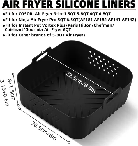 Miniatura 2 de LYHOLKEER Forros de silicona para freidora de aire Chefman de 6 cuartos de galón, Instant Pot Vortex Plus 6QT XL, 1 cesta cuadrada de silicona