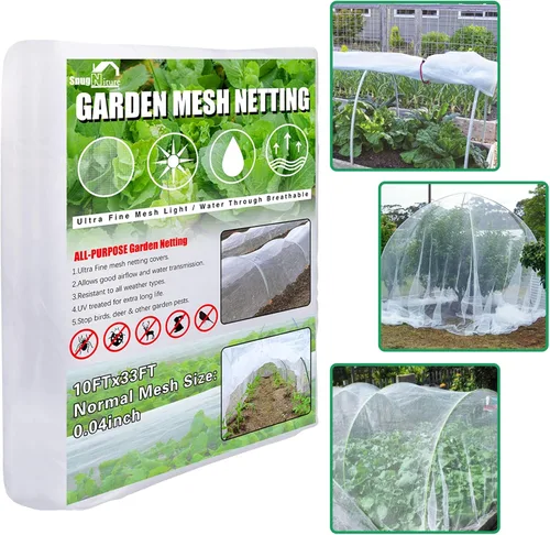 Miniatura 7 de SnugNiture Paquete de 3 redes de jardín de 8 x 24 pies, cubiertas de malla ultra fina para plantas, barrera de red de pájaros blancos, cubierta