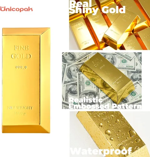 Miniatura 4 de UnicoPak Paquete de 30 cajas de regalo de fiesta de barra dorada, cajas de regalo doradas de papel de aluminio simulado, cajas de dulces decoradas