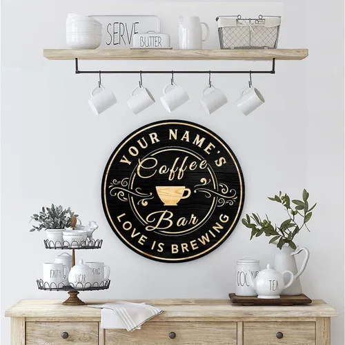 Miniatura 6 de Artsy Woodsy Letrero personalizado de madera para cafetería, placa de pared para decoración de cocina, regalos personalizados para amantes del café