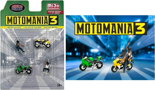 Miniatura 3 de American Diorama Motomania AD-76499 - Juego de figuras metálicas de 3 pulgadas (2 figuras + 2 motocicletas)