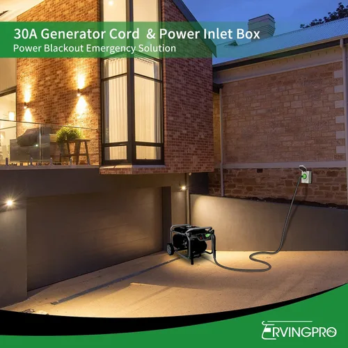Miniatura 8 de Caja de entrada de generador pretaladrada de 30 amperios y cable de extensión RV de 30 amperios de 15 pies, kit combinado impermeable, cable