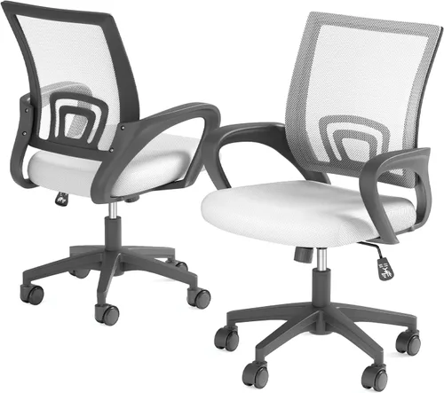 Miniatura 17 de Silla de oficina ergonómica, silla de escritorio de malla con respaldo medio, silla de computadora, color negro Soporte lumbar, modo oscilante