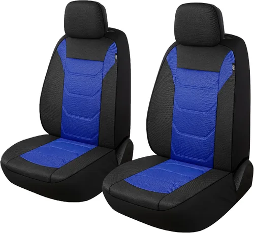 Miniatura 8 de Pariiaotin Juego completo de fundas de asiento de automóvil de malla de aire 3D, lavables y transpirables, tela premium, fundas de asiento de Negro