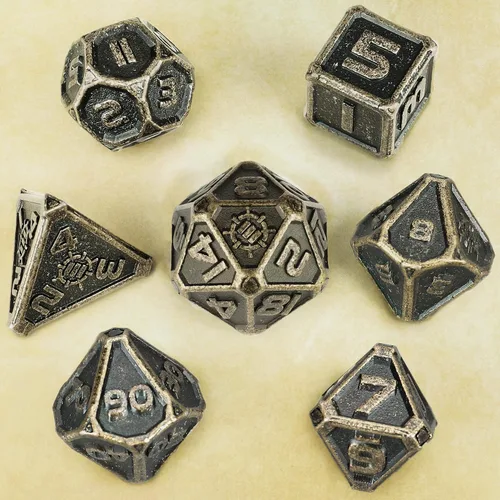 Miniatura 5 de ENHANCE DND - Juego de dados de metal, 7 dados poliédricos con estuche de almacenamiento y bolsa con cordón, juego de metal sólido para Calabozos