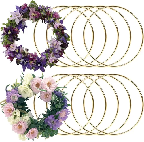 Miniatura 10 de BigOtters Atrapasueños, 10 anillos de macramé de metal dorado para hacer coronas de boda, decoración de manualidades colgantes en la pared, 5