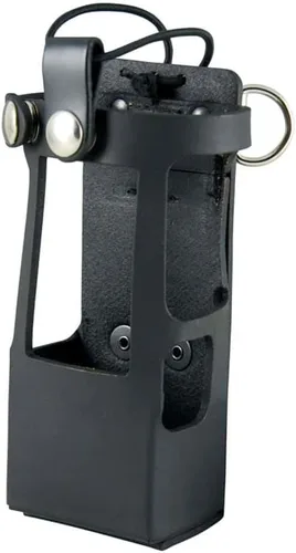 Boston Leather Paquete de tres artículos: correa antideslizante para correa de radio, correa de radio de bombero/cinturón, soporte de radio de Negro