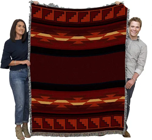 Miniatura 12 de Pure Country Weavers Concho Springs - Manta de ciruela, inspirada en los nativos americanos, manta de regalo tejida de algodón, fabricada