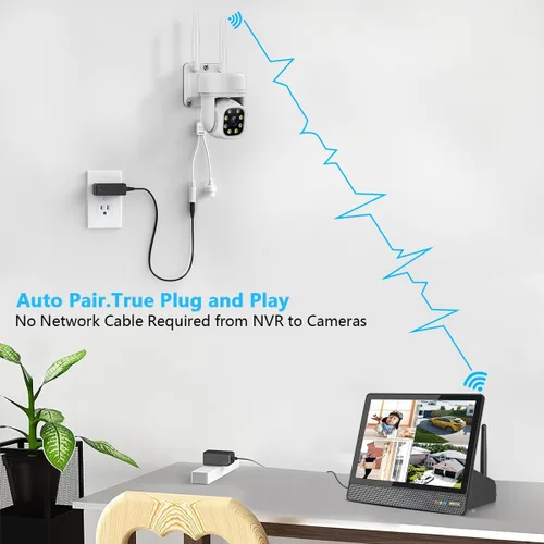 Miniatura 8 de Grabadora NVR inalámbrica de 10 canales solo con monitor IPS de 10 pulgadas, WiFi de doble banda de 5 MP 2.4G/5.8G, compatible con cámaras