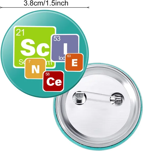 Miniatura 2 de WILLBOND 72 pines de ciencia para recuerdos de fiesta, botones a granel, botones de pinback con temática científica, pines de diseño de laboratorio