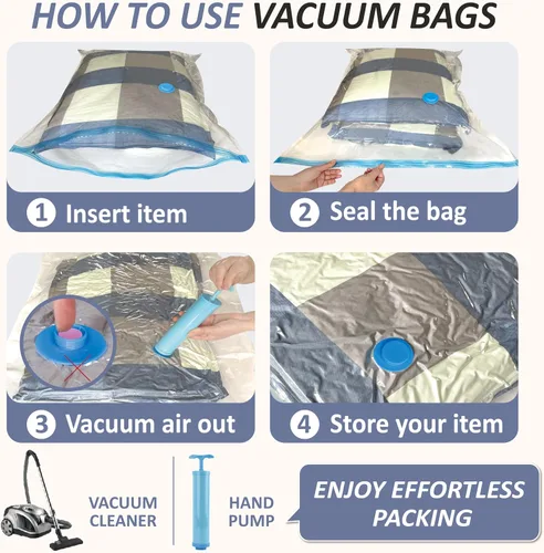 Miniatura 6 de Cozy Essential Vacuum Storage Bags, 80% Compression Vacuum Seal Space Saver Plastic Packaging Bags for Clothes, Blankets, Pillow, Bedding
