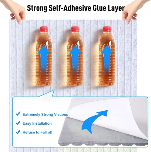 Miniatura 5 de Paquete de 10 paneles acústicos de pared de 47 x 24 pulgadas, grandes paneles autoadhesivos de absorción de sonido para el hogar, dormitorio, sala