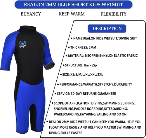 Miniatura 3 de Traje de neopreno de 3 mm para niños, niñas, niños pequeños y jóvenes; traje de baño completo térmico para agua fría; cremallera en la espalda