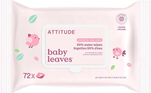 ATTITUDE Toallitas de agua para bebés, verificadas por EWG, seguras para recién nacidos, sin perfume y sin fragancia, 99% de agua, suaves e