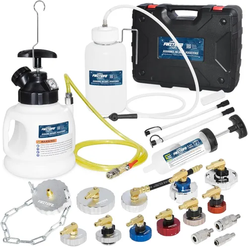 FIRSTINFO A1163HK3 - Sistema hidráulico de purga de presión de freno y embrague, purgador de frenos de 3 L, incluye 11 adaptadores de cilindro
