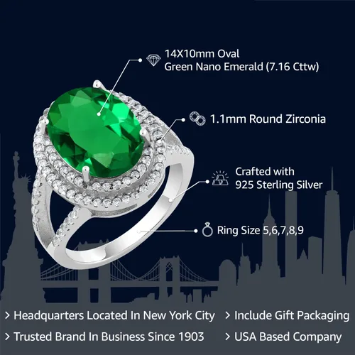 Miniatura 2 de Gem Stone King Anillo de piedra natal ovalada de 0.55 x 0.39 pulgadas para mujer, plata de ley 925, anillo de compromiso de boda para mujer