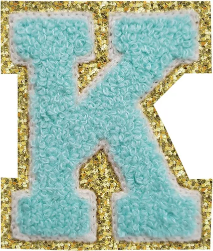 Miniatura 12 de SPRT - Parches de letras de chenilla universitaria con purpurina, parche de letras blancas para planchar con letras del alfabeto para disfraz