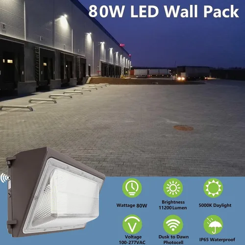 Miniatura 2 de Luminaria LED de Pared Regulable 1-10V de 80W con Fotocélula del Atardecer al Amanecer, 100-277V 11200LM 600-800W Equivalente HPS/HID, 5000K