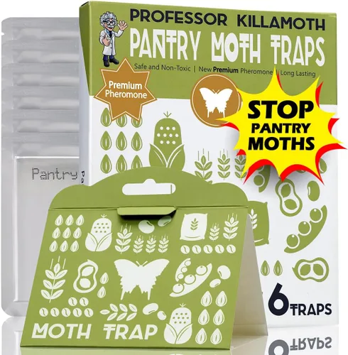 Miniatura 8 de Professor Killamoth Trampas para polillas de despensa, paquete de 6 Nuevo diseño azul Seguro para niños y mascotas Atractivo premium