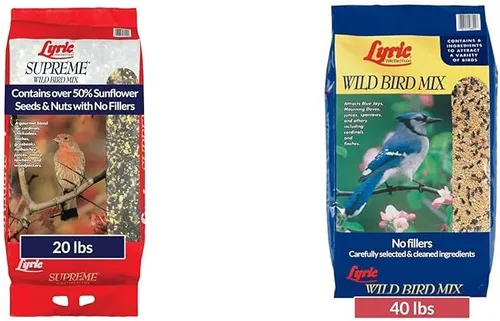 Lyric Supreme Wild Bird Seed, mezcla de alimentos para pájaros silvestres con nueces y semillas de girasol, bolsa de 20 libras y mezcla de semillas
