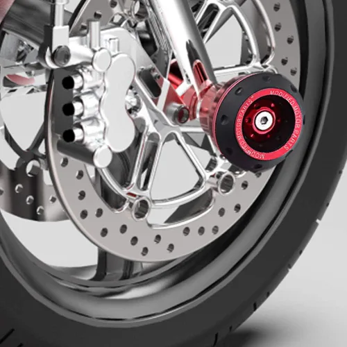 Miniatura 4 de Keenso - Protector de choque de rueda de aluminio CNC para la mayoría de motocicletas, motocicletas, ciclomotores, scooters (rojo)