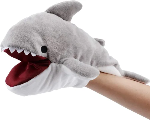 Miniatura 7 de Hopearl Marioneta de mano de pájaro de peluche con boca abierta y movible para juego imaginativo, juego de rol, juguete interactivo para contar