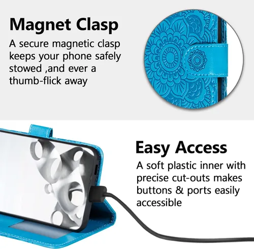 Miniatura 3 de EYZUTAK Funda de cuero con diseño de mandala para Samsung Galaxy S8, con tapa y ranuras para tarjetas, soporte magnético, funda protectora ultra