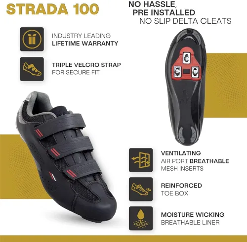 Miniatura 3 de Tommaso Strada Ready to Ride - Zapatos de ciclismo para hombre con aspecto Delta o SPD preinstalados, zapatos de bicicleta optimizados para hombres