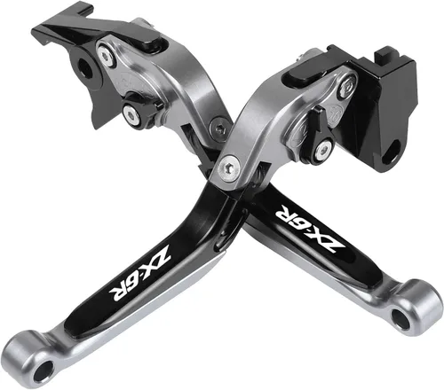 Miniatura 8 de LANQIAN Juego de palancas de freno y embrague plegable extensible CNC para ZX-6R ZX6R 2007-2016 Negro