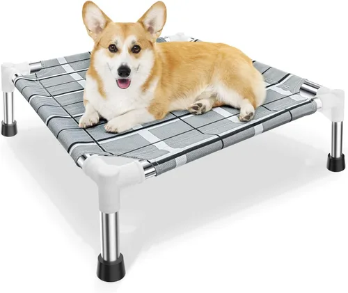 Miniatura 11 de Cama elevada elevada para perros al aire libre – Cama de cuna para perros con patas antideslizantes Cama hamaca para perro con marco de acero