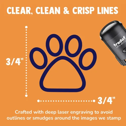 Miniatura 2 de Paw Print Outline - Sello de goma autoentintado para perros y gatos, para sellar planificadores de manualidades, tamaño mediano de 1 pulgada, tinta