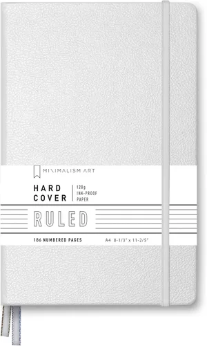 Miniatura 18 de Minimalism Art, Premium Hard Cover Notebook Journal, X-Large Size, Master A4 8.3" x 11.4", 186 Numbered Pages, Gusseted Pocket, Ribbon Bookmark